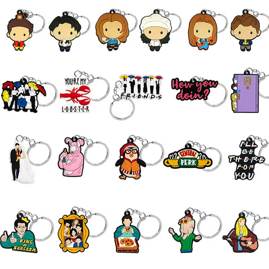 21PCS Set 1 Each Color Old Friends Keychain Cute Style TV Character Keyring Fans Souvenir Fit Car Key Accessories Kids Gifts