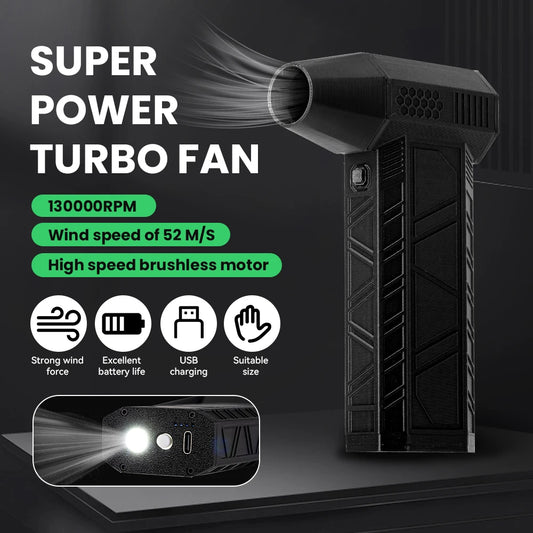 Turbo Fan Rechargeable Blower 130000 RPM 8000mAh Brushless Motor Air Blower Turbo Jet Fan Portable Dust Blower Electric Dryer