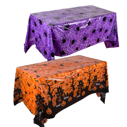 Halloween Decoration Tablecloth Pumpkin Spider Web Bat Plastic Table Cover Festival Party Home Table Decoration Supplies