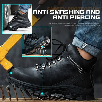 New Men waterproof Work Safety Shoes Anti-puncture Steel Working Sneakers Indestructible Work Shoes Boots Security Shoes